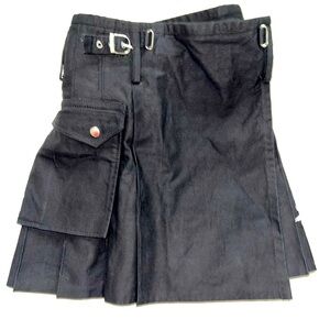 Women’s Modern Black Utility Kilt with Buckle Detail, size 26